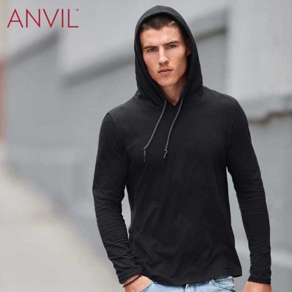 ANVIL 987 Adult Lightweight Long Sleeve Hooded T-Shirt (US Size)