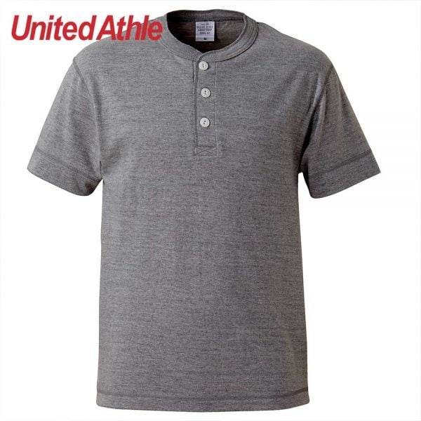 United Athle 5.6oz Adult Cotton Henry Collar T-shirt 5004-01 Mix Grey 006
