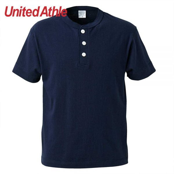 United Athle 5.6oz Adult Cotton Henry Collar T-shirt 5004-01 Navy 086