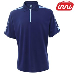 INNIMR 7NH01 4.3oz Contrast Color Zipper YOKO Collar Polo Shirt (Unisex)