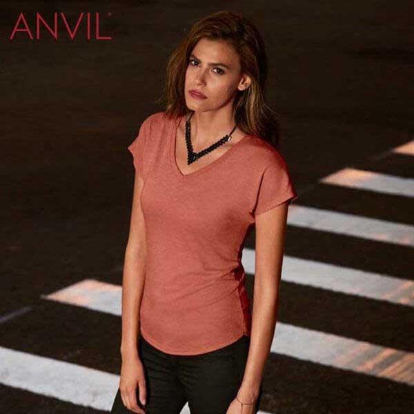 ANVIL 6750VL 女裝混紡 V領 T恤