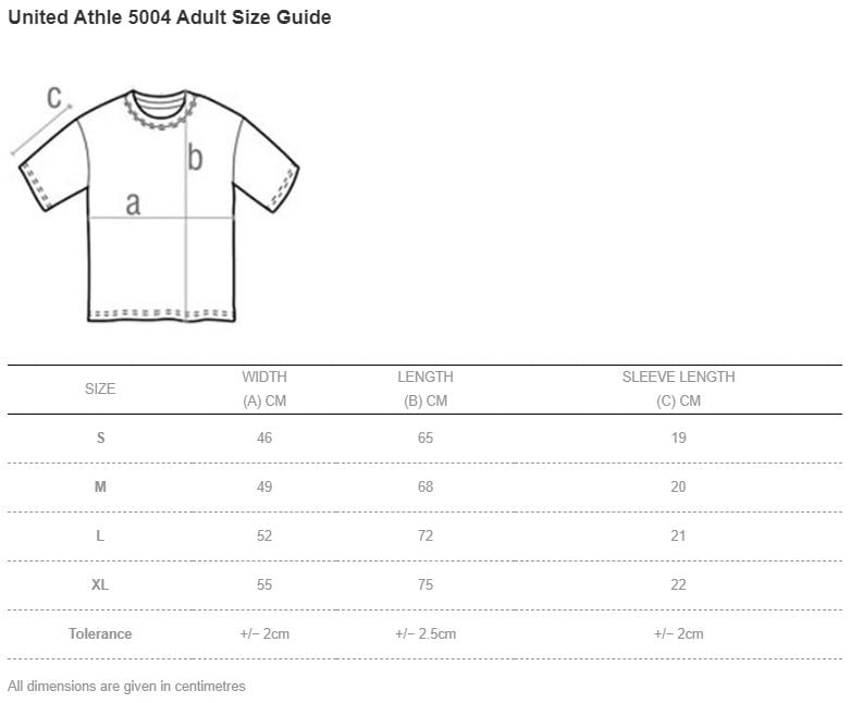 United Athle 5004-01 5.6oz Men's Henry Collar T-shirt Size Chart