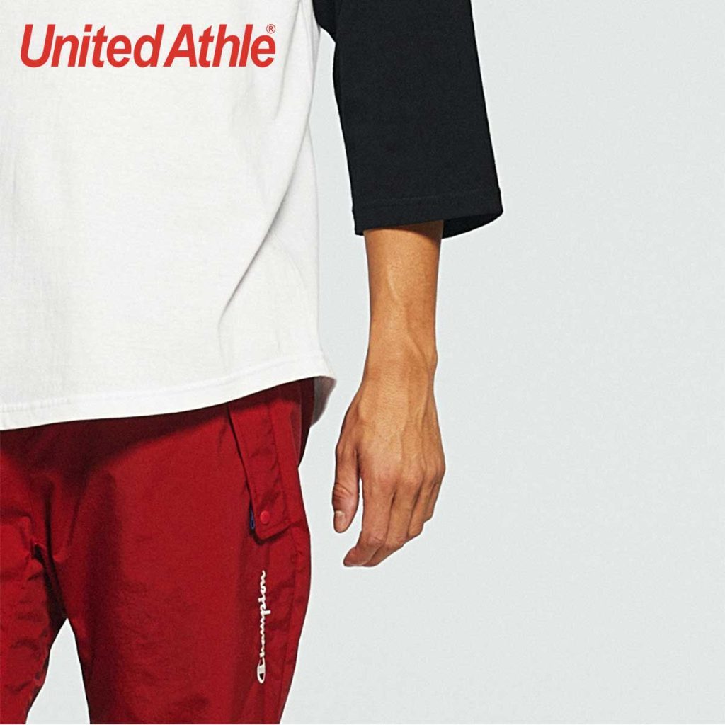 袖口有雙針縫線 - United Athle 5045-01 5.6oz 七分袖牛角袖 T恤