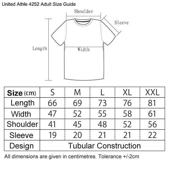United Athle 4252-01 Men's Heavyweight Cotton Tee Size Chart