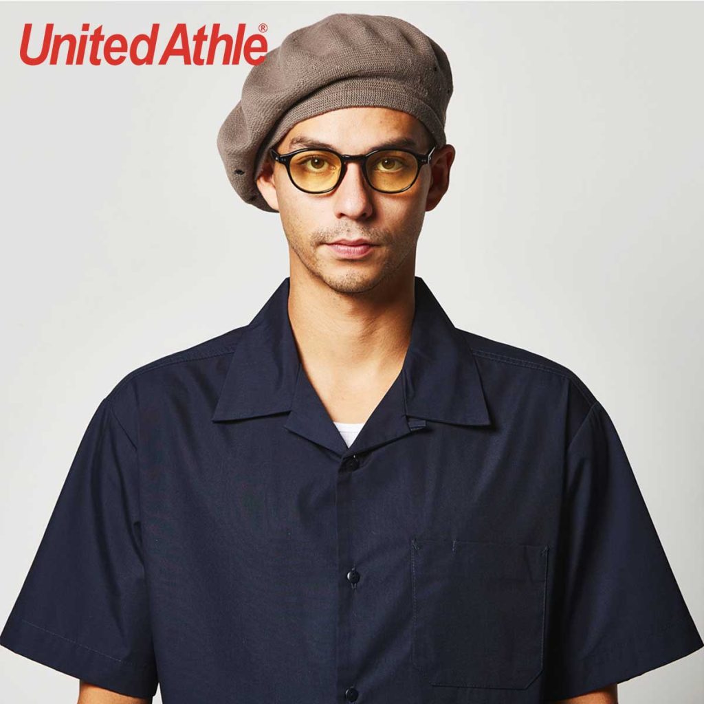 Open collar with loop - United Athle 1759-01 T/C Short Sleeve Pocket Shirt
