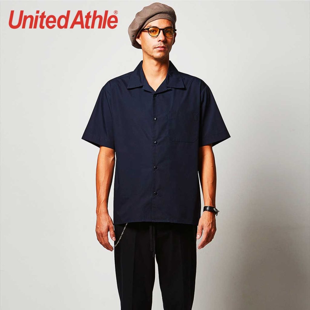 Height 182cm L size 717. Wearing Dark Navy - United Athle 1759-01 T/C Short Sleeve Pocket Shirt